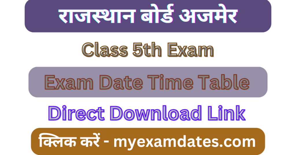 RBSE Class 5 Exam Dates